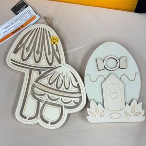 Make Market Wooden Mushroom LED plywood and Egg shape Decor Set DIY Natural Wood